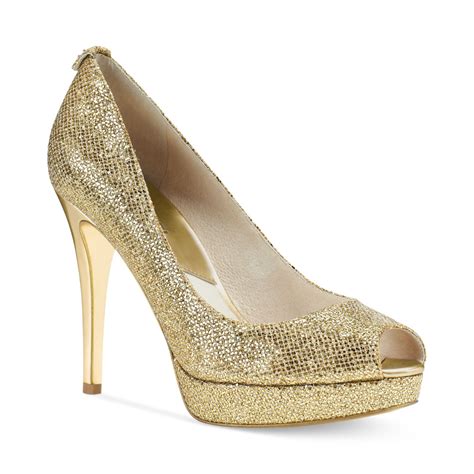 michael kors gold glitter heels|michael kors suede heels.